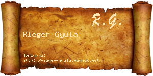 Rieger Gyula névjegykártya